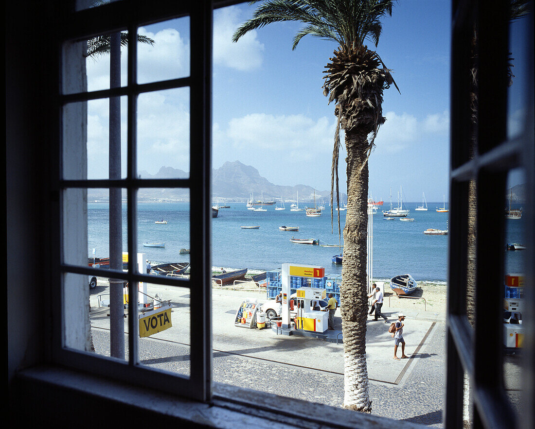 View of the beach from a window, Porto Grande, Mindelo, Sao Vicente, Cape Verde Islands
