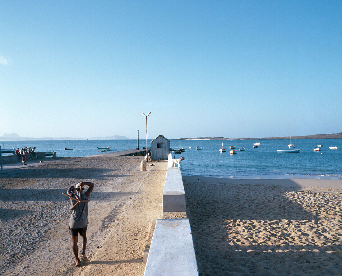 Old pier in front of natural habour, Sal Rei, Boa Vista, Cape Verde