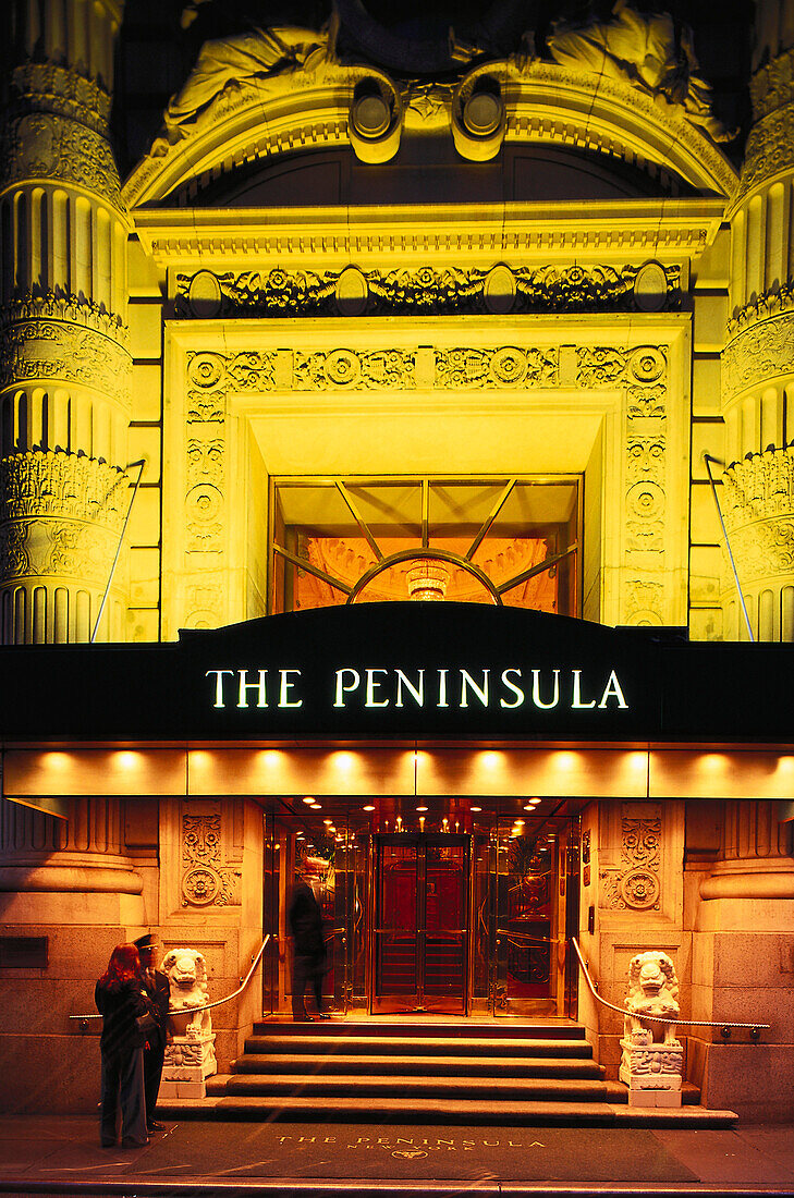 Entrance of Peninsula Hotel, New York USA