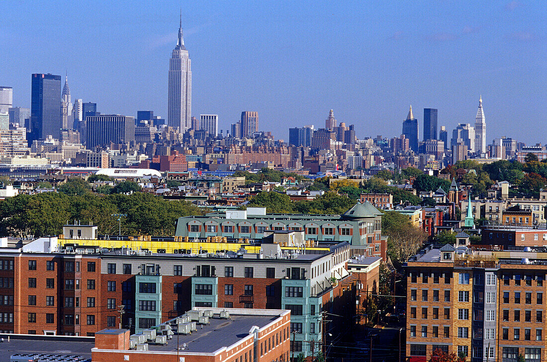 Häuser der Stadtteile Hoboken und Manhattan, New York, USA, Amerika