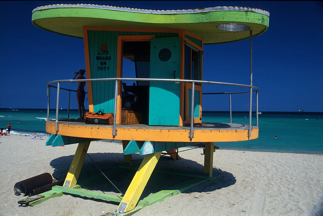 Life Guard Huette, South Beach, Miami Beach, Florida USA