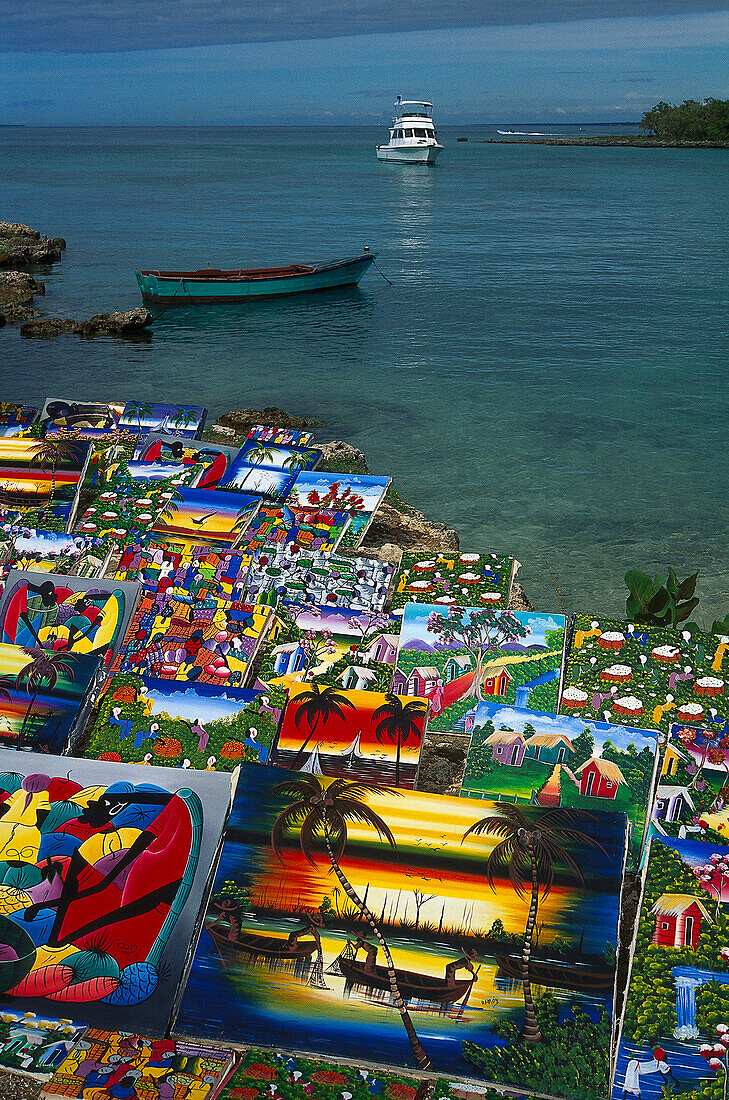 Naive Bilder, Verkauf am Strand, Bayahibe Dominikanische Republik