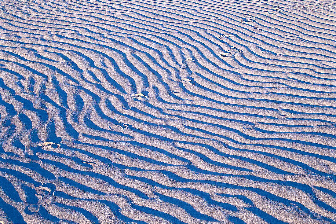Sanddünen, Fußspuren, White Sands N.M. New Mexico, USA