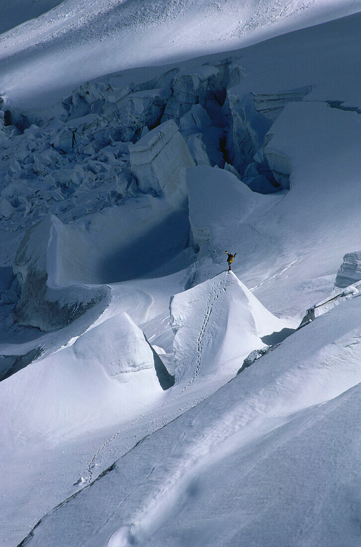 Person on Grossglockner Glacier, Salzburger Land, Austria