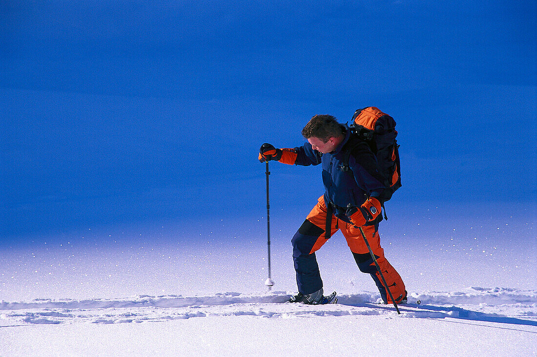 Man on ski tour, Oppenberg, Styria, Austria