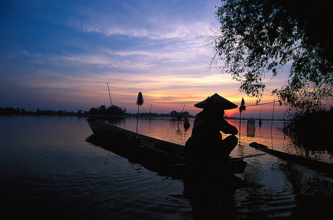 Fisherman at Mekong River, Vientiane, Laos