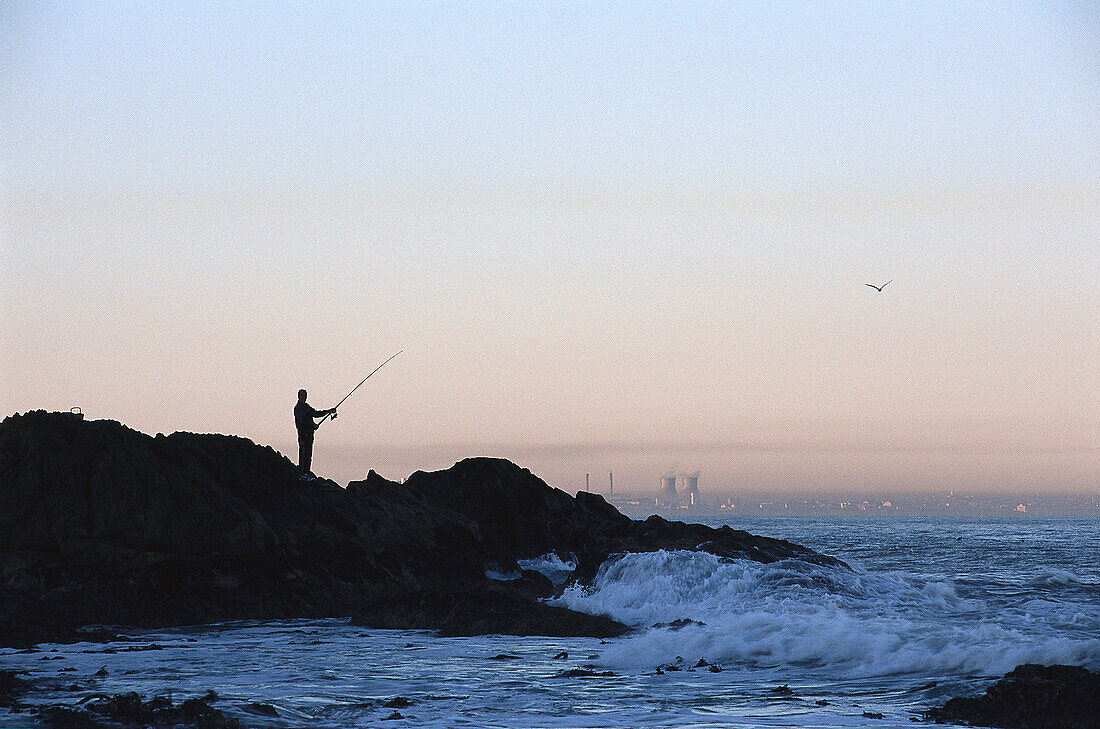 Fischer am Bloubergstrand, Kapstadt, Südafrika