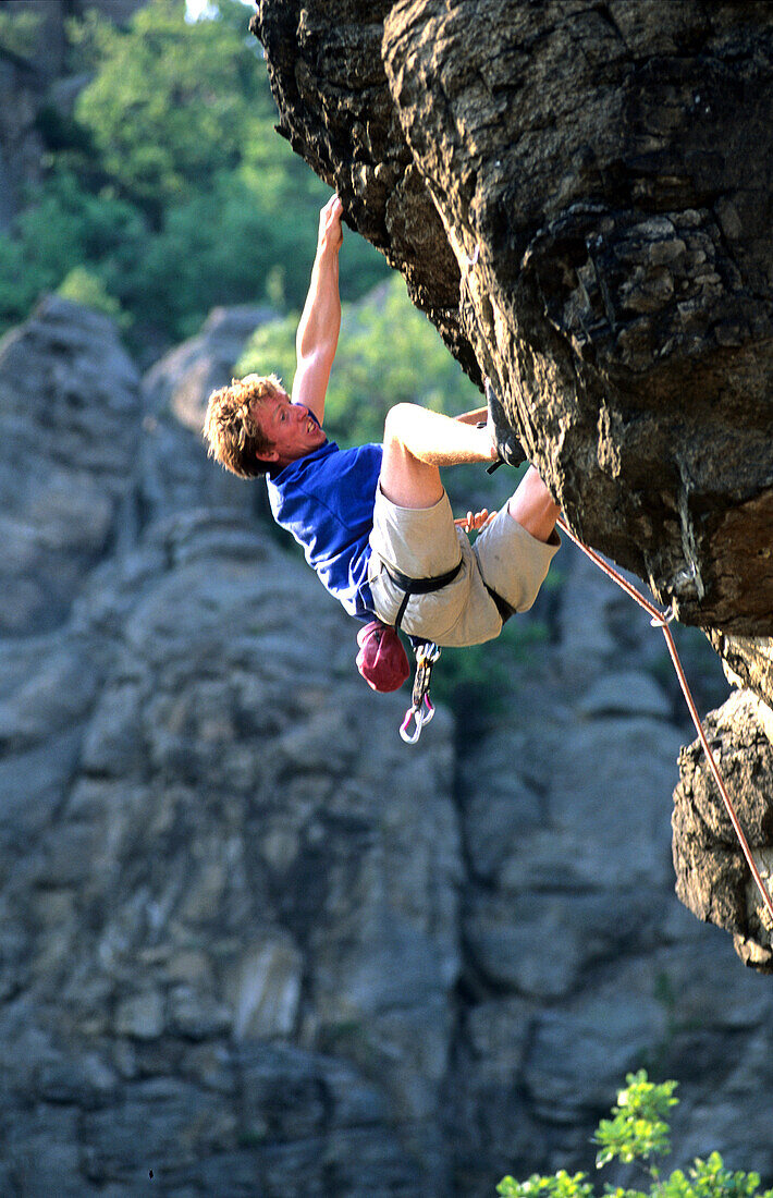 Man rock climbing, Extreme climbing, Gitschenwand, Lower Austria, Austria