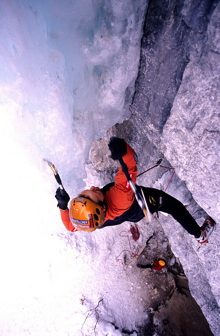 Man, Evgeny Krivosheitsev, ice climbing, Mixed Climbing, M8, Hafner Creek Area, Banff National Park, Canada