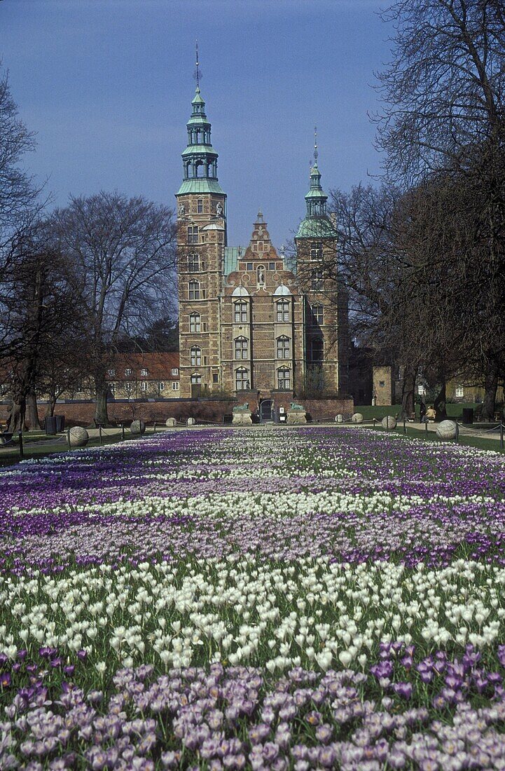 Spring flowers before Rosenborg Castle, Copenhagen Denmark