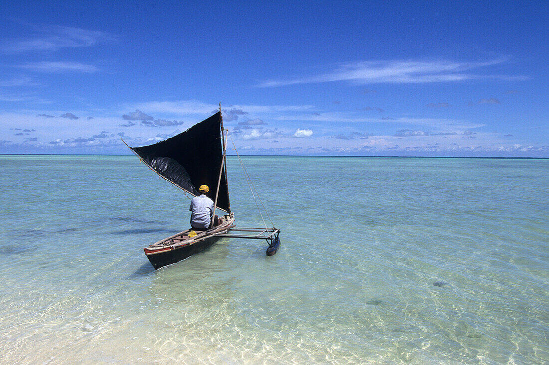 Canoe with sail, Tarawa, Kiribati