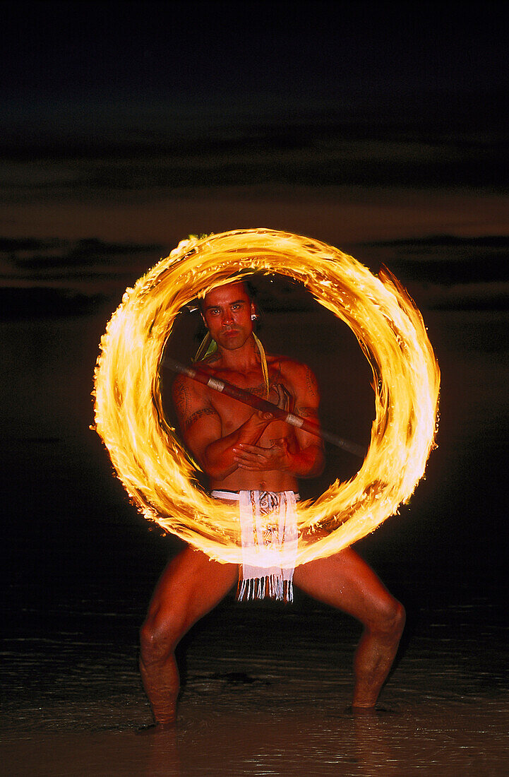 Firedancer Taputu, Tiki, Theatre Village, Moorea French Polynesia