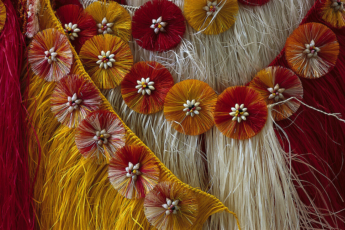 Grass Skirt on a Market, Papeete, Tahiti, French Polynesia, South Pacific