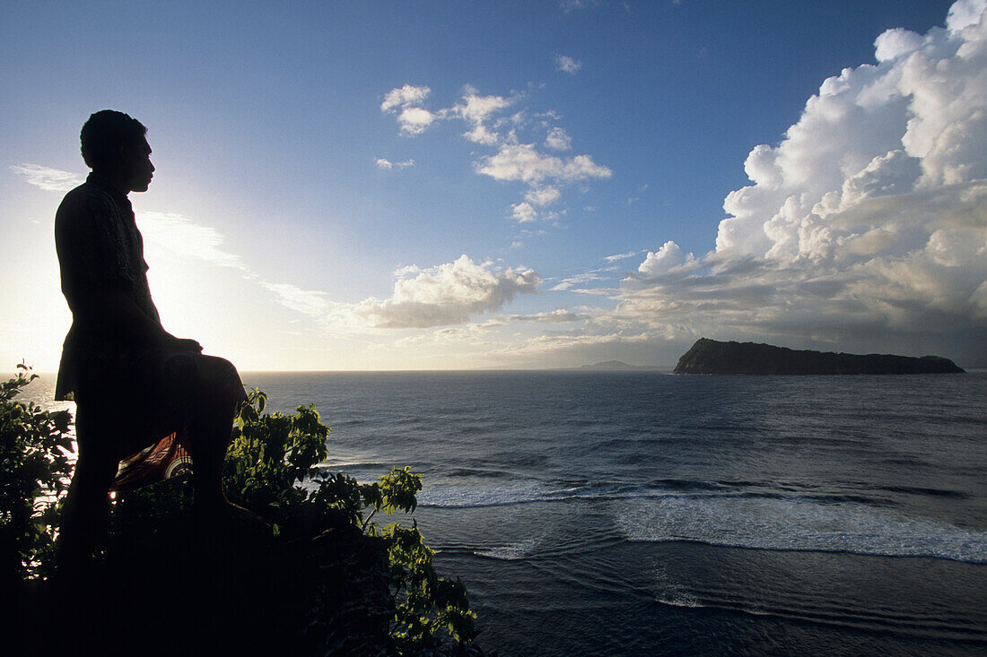 Apolima Island at Sunset, view from Nuulopa Island near Upolu, Samoa