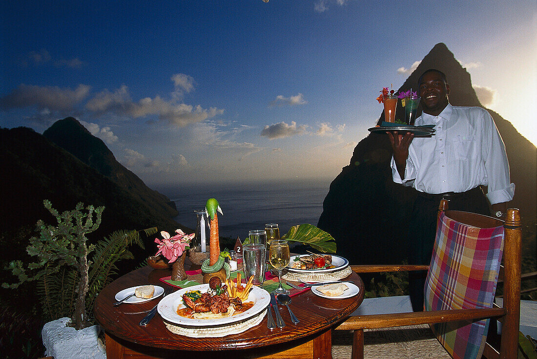 Dasheene Restaurant and Pitons, Ladera Resort, near Soufrière St. Lucia