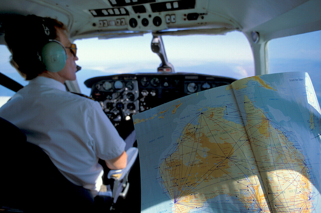 Pilot, Map of Australia, Mailrun Postflug, from Adelaide to Port Augusta, South Australia