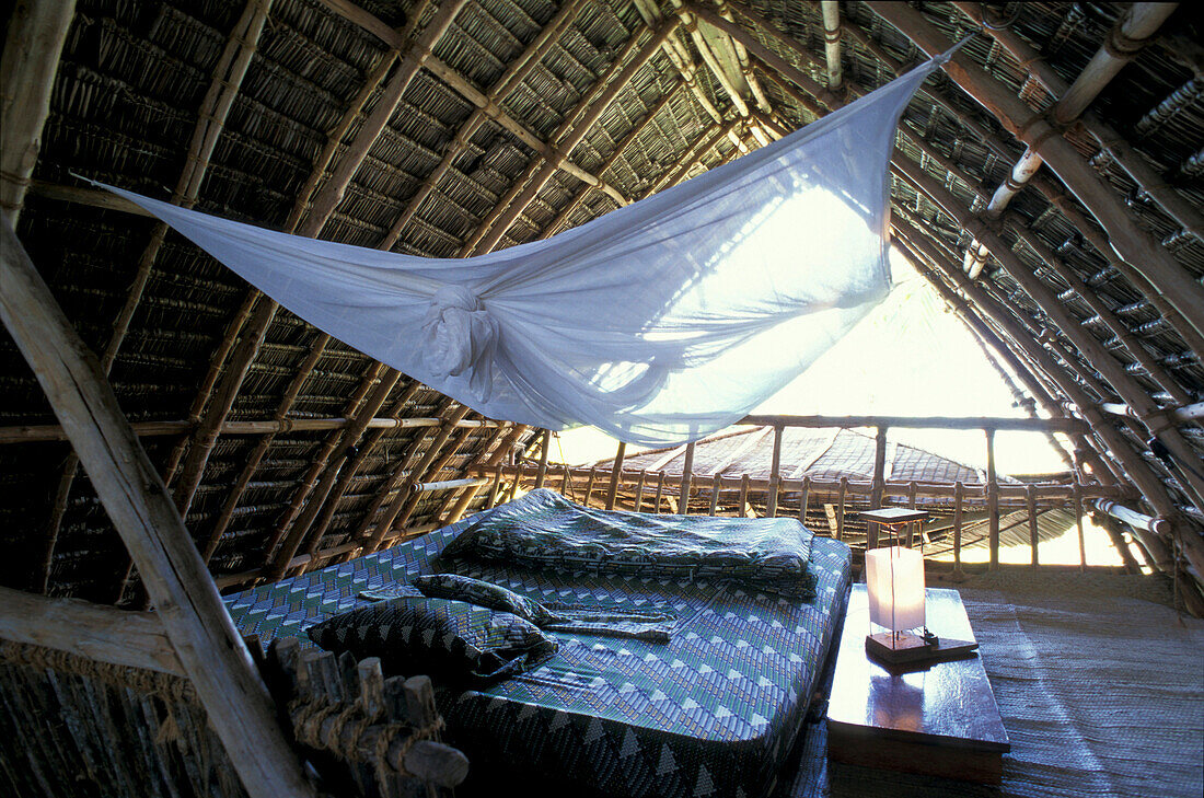 Ökö Bungalow für Gaeste, Eco Architecture, Nature Reserve, Chumbe Island, Sansibar, Tansania