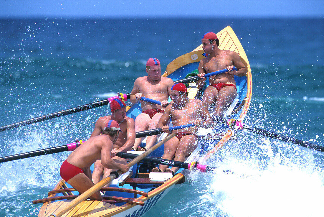 Surf Carnival, Weltrudern, Wettbewerb, der Lifesaver Clubs, Cronulla Beach Sydney, New South Wales, Australien
