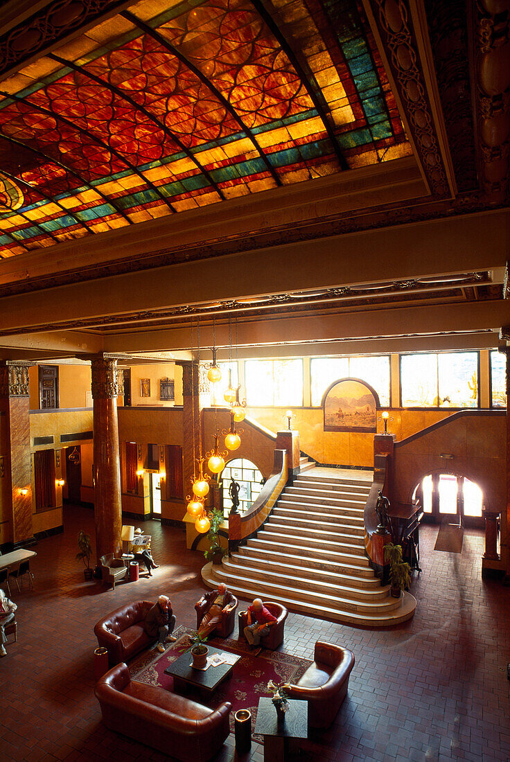 Foyer with glass roof in Gadsden Hotel, Douglas, Arizona, USA, STUERTZ S.96