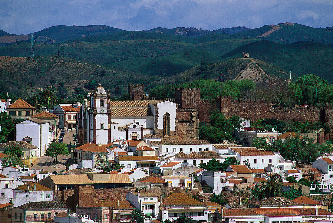 View at the town Silves in the sunlight, Algarve, Portugal, Europe