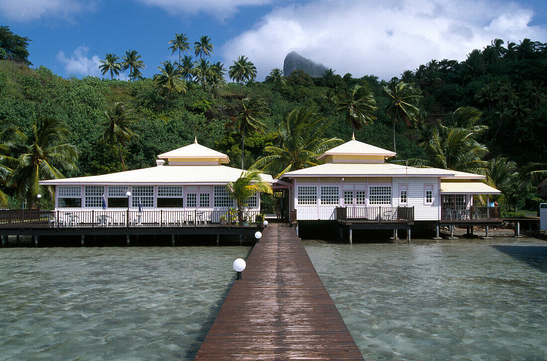 Beach Restaurant, Hotel Revatu Club, Bora Bora, French Polynesia, South Pacific