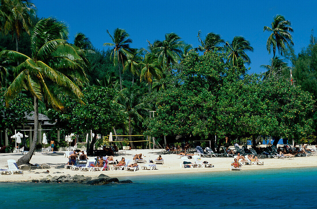 Strand, Club Mediterranee, Nordwestküste, Moorea Französisch-Polynesien