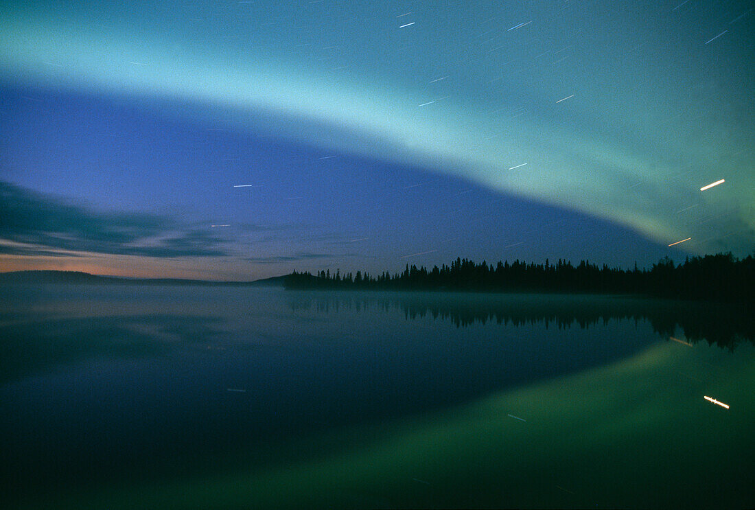 Aurora Borealis, northern lights in the sky above Lappland, Sweden