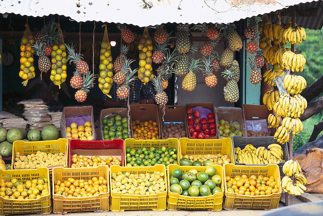 Obststand, Obst vom Markt, Isla Margarita, Venezuela