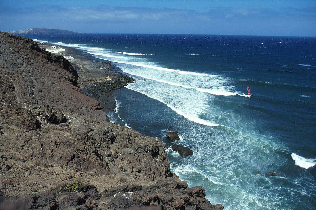 Windsurfen, Fuerteventura, Kanarische Inseln, Spanien Europa