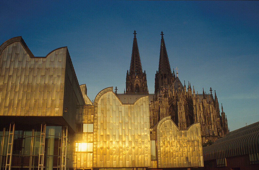 View of the Ludwig Museum and Cathedral, Cologne, North Rhine-Westphalia, Germany
