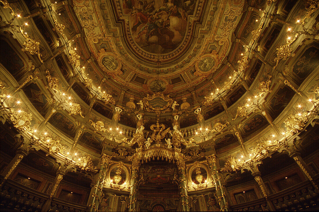 Interior view of the Markgraefliches opera house, Margravial opera house, Bayreuth, Bavaria, Germany, Europe