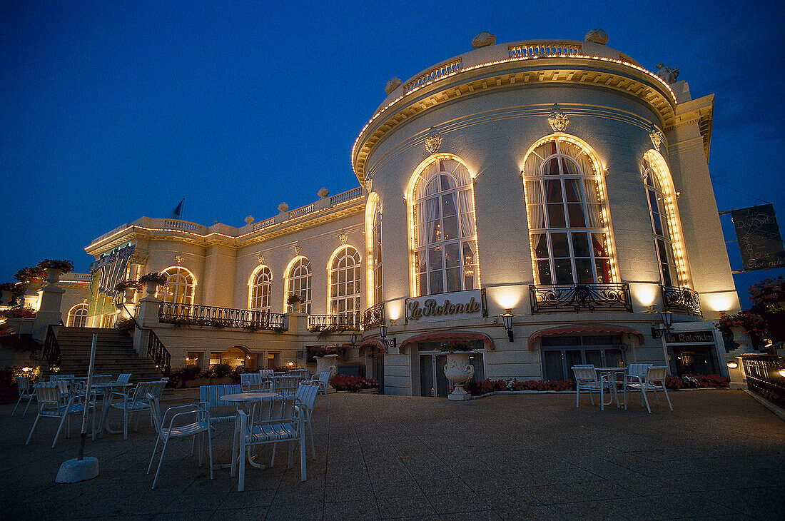 Casino at night, Deauville, Normandy, France