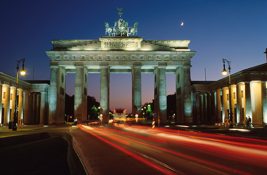 The Brandenburg Gate at night, Berlin, Germany, Europe