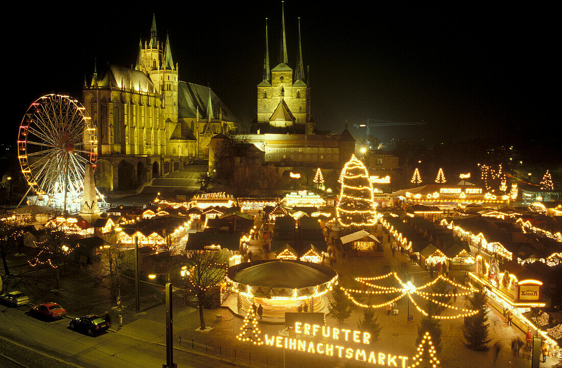 Christmas market at Cathedral Square, Erfurt, Thuringia, Germany