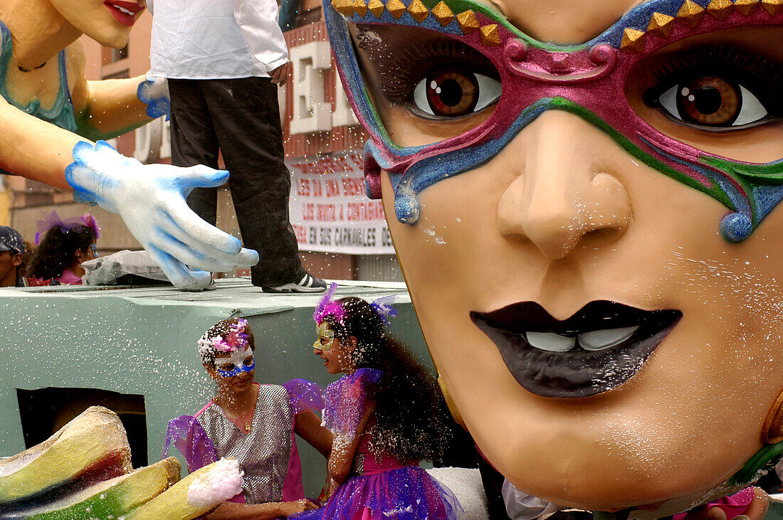 Carroza with mask, Carnaval de Negros y Blancos, Pasto, Colombia, South America