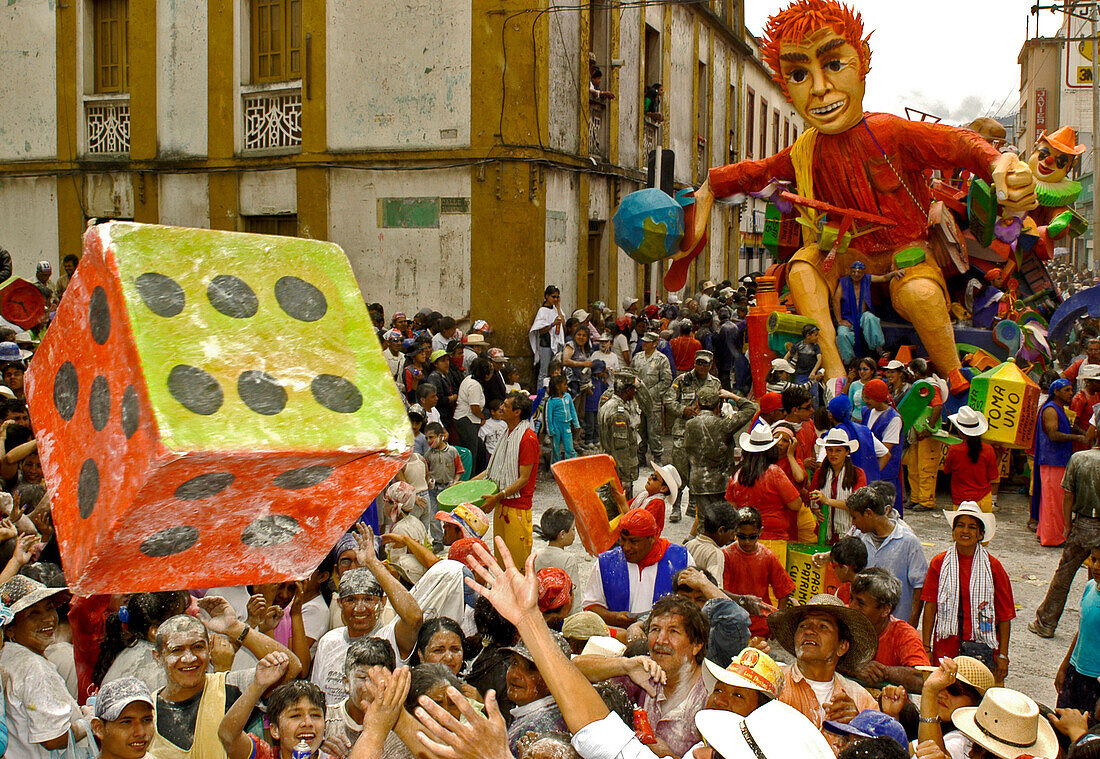 Playing with cube, Carnaval de Negros y Blancos, Pasto, Colombia, South America