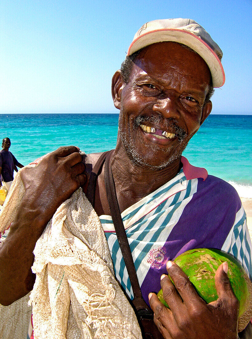 Coconut Vendor, Carribbean Beach, Cartagena, Colombia, South America