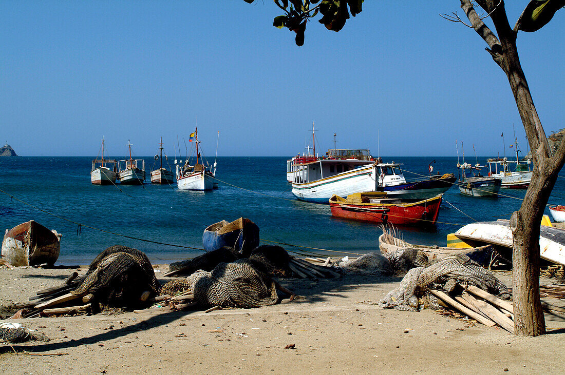 Boats of Taganga, Taganga, Santa Marta, Colombia, South America