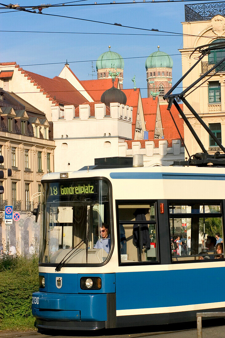 Tramway at Karlsplatz, Stachus, Munich, Bavaria, Germany