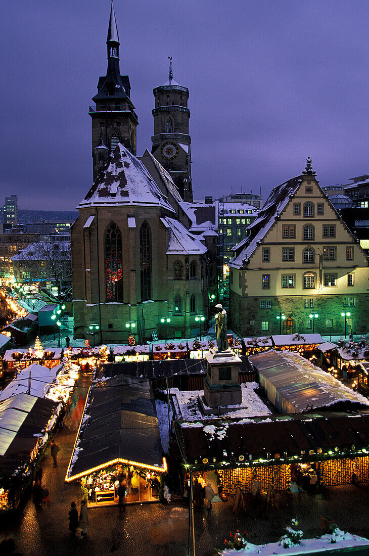 Christmas market on Karlsplatz, Stuttgart, Baden-Wuerttemberg, Germany