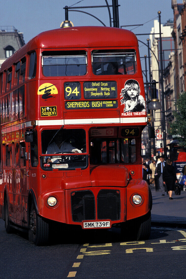 Double decker bus at Oxford Street, London, England, Great Britain, Europe