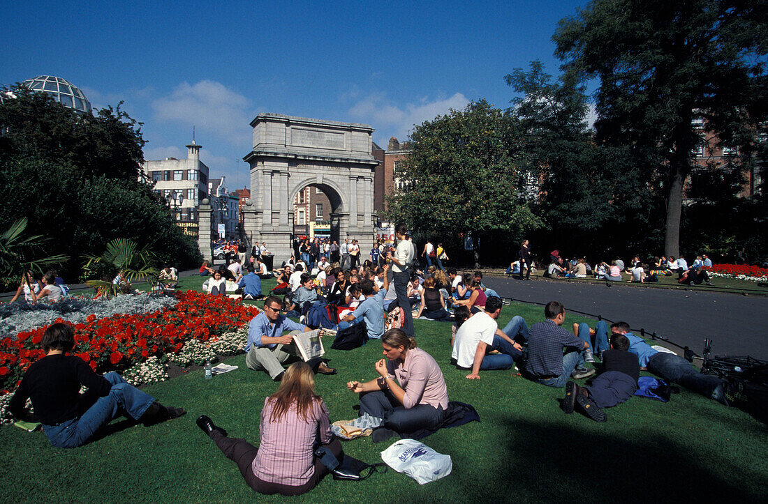 People at St. Stephen' s Green park, Dublin, Ireland, Europe