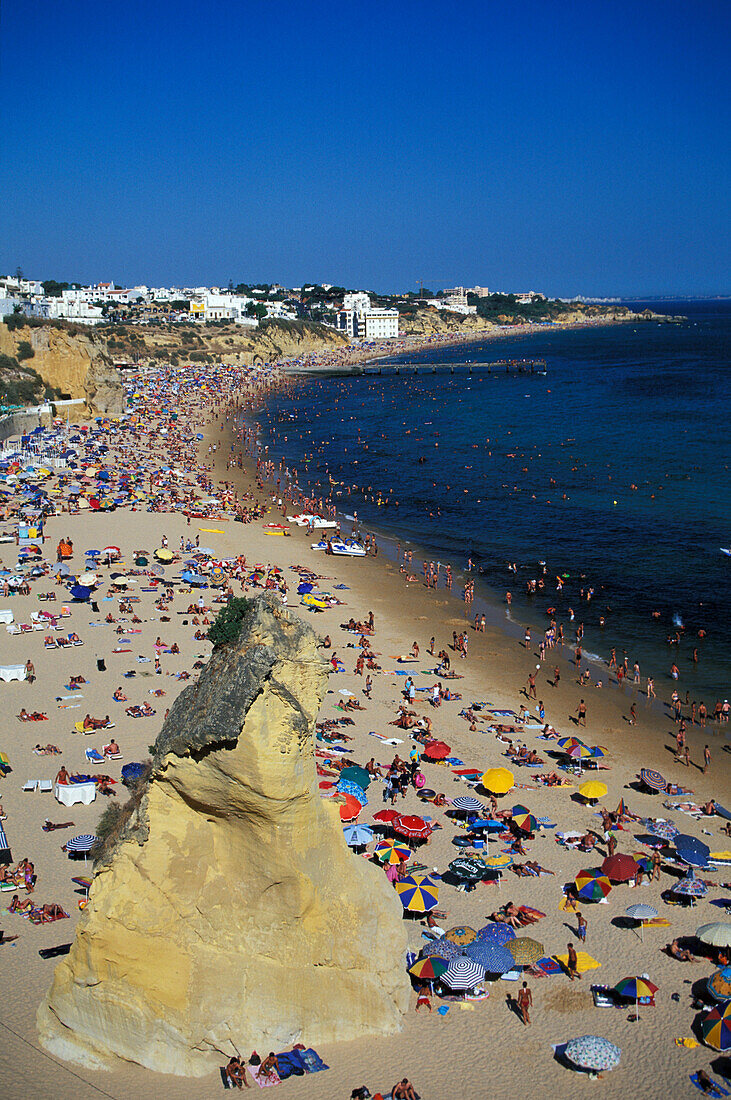 The main beach in the sunlight, Tunel, Albufeira, Algarve, Portugal, Europe