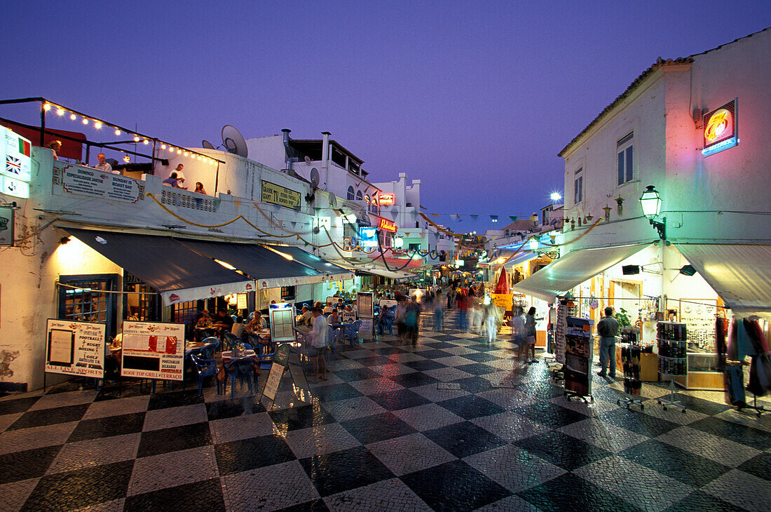 Shopping street, Cais Herculano, Albufeira, Algarve, Portugal