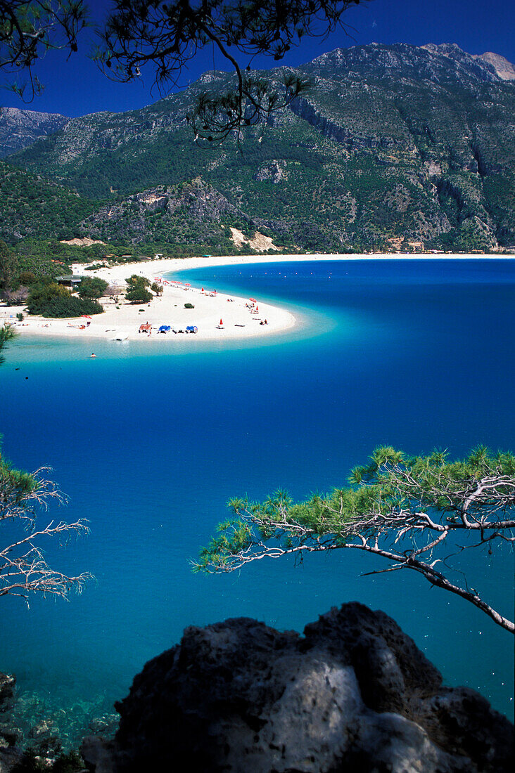 Beach in the Lagoon of  Oludeniz, Oludeniz, Lycian coast, Turkey