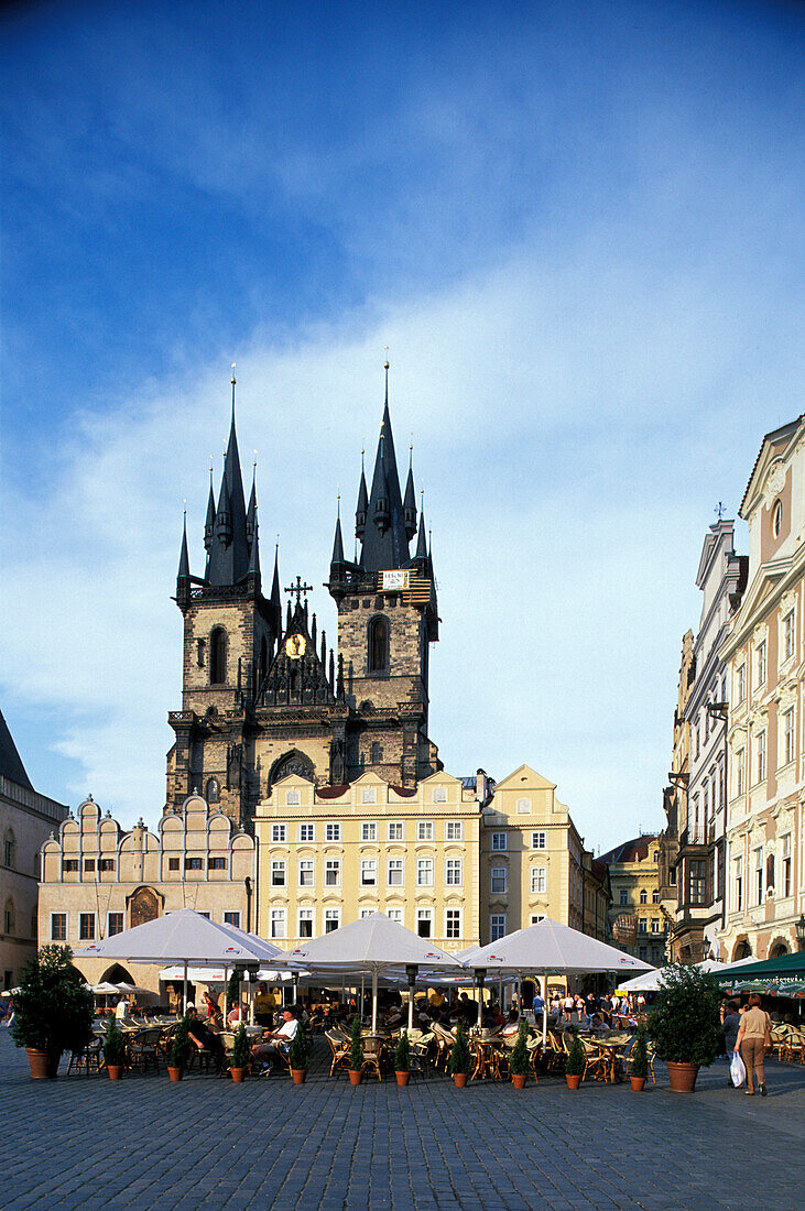 View of Old Town Square with Tyn Church, Prague, Czechia, Europe