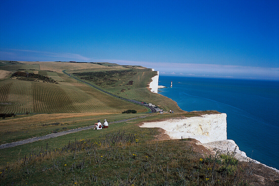 Chalk Cliffs and Lighthouse, Beachy Head, Near Eastbourne East Sussex, England