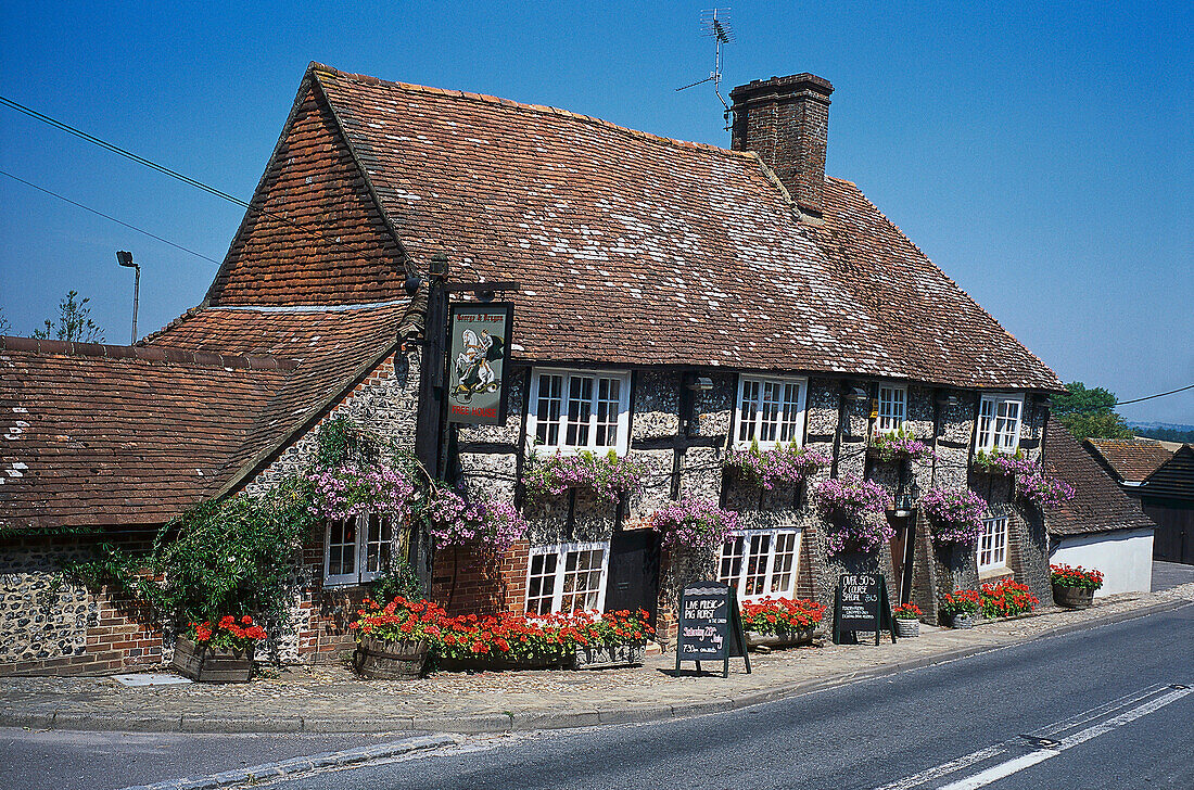 The George and Dragon Pub, Houghton, West Sussex, England, Großbritannien