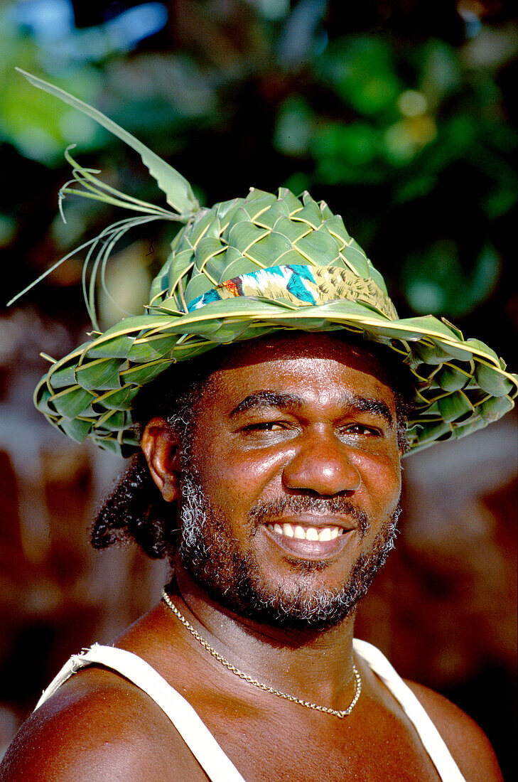 Man with Palm Leaf Hat, St. George´s, Grenada Caribbean