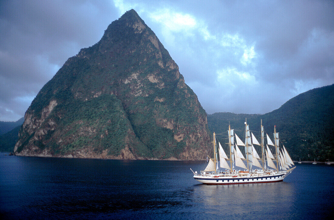 Royal Clipper, The Pitons, St. Lucia Arial Photo
